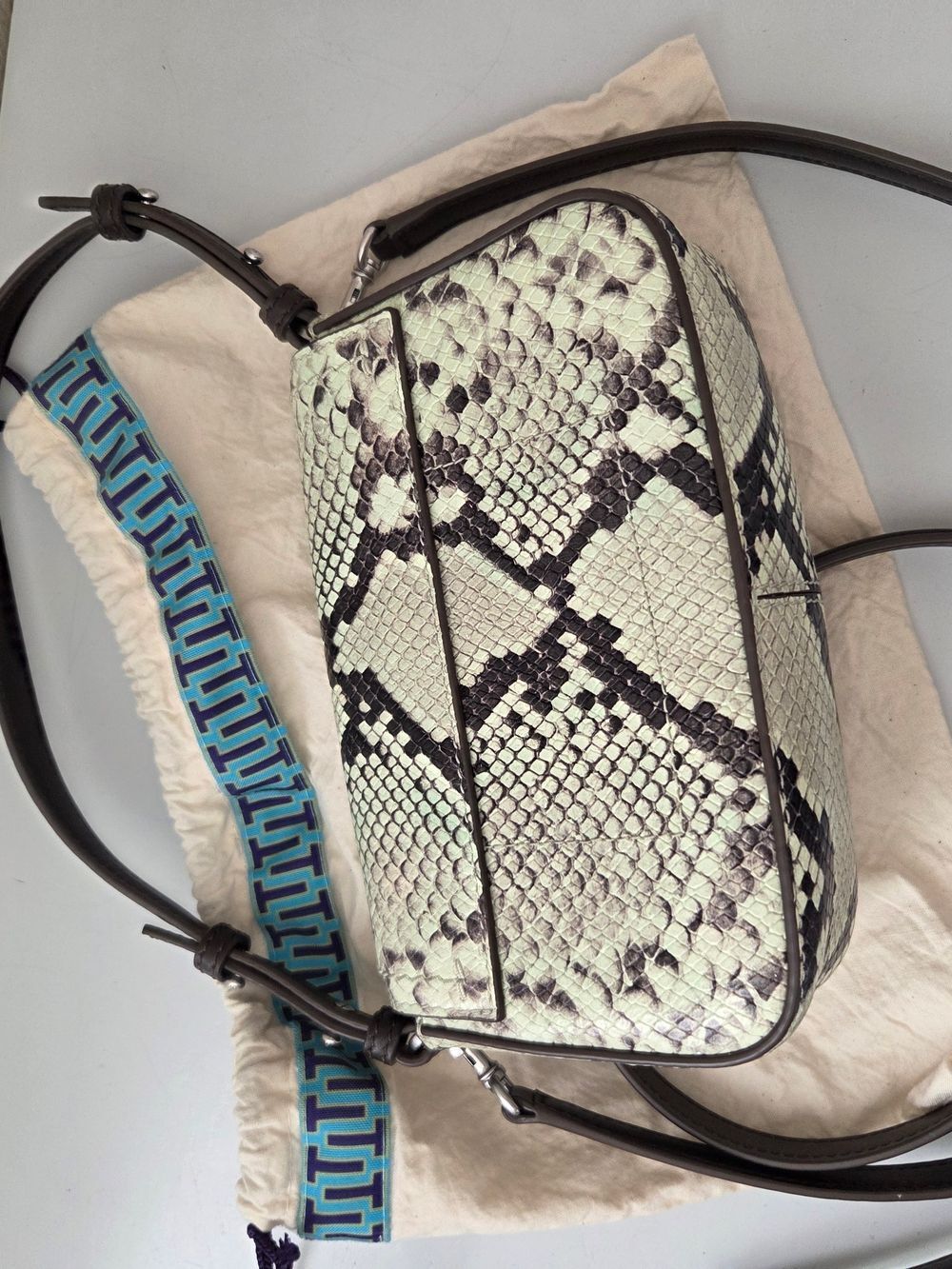 Tory Burch Snake-Print Leather Shoulder Bag Crossbody - Picture 6 of 11